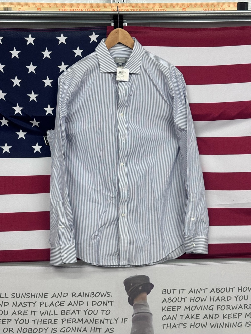 Club Monaco Light Blue Pinstriped Dress Shirt